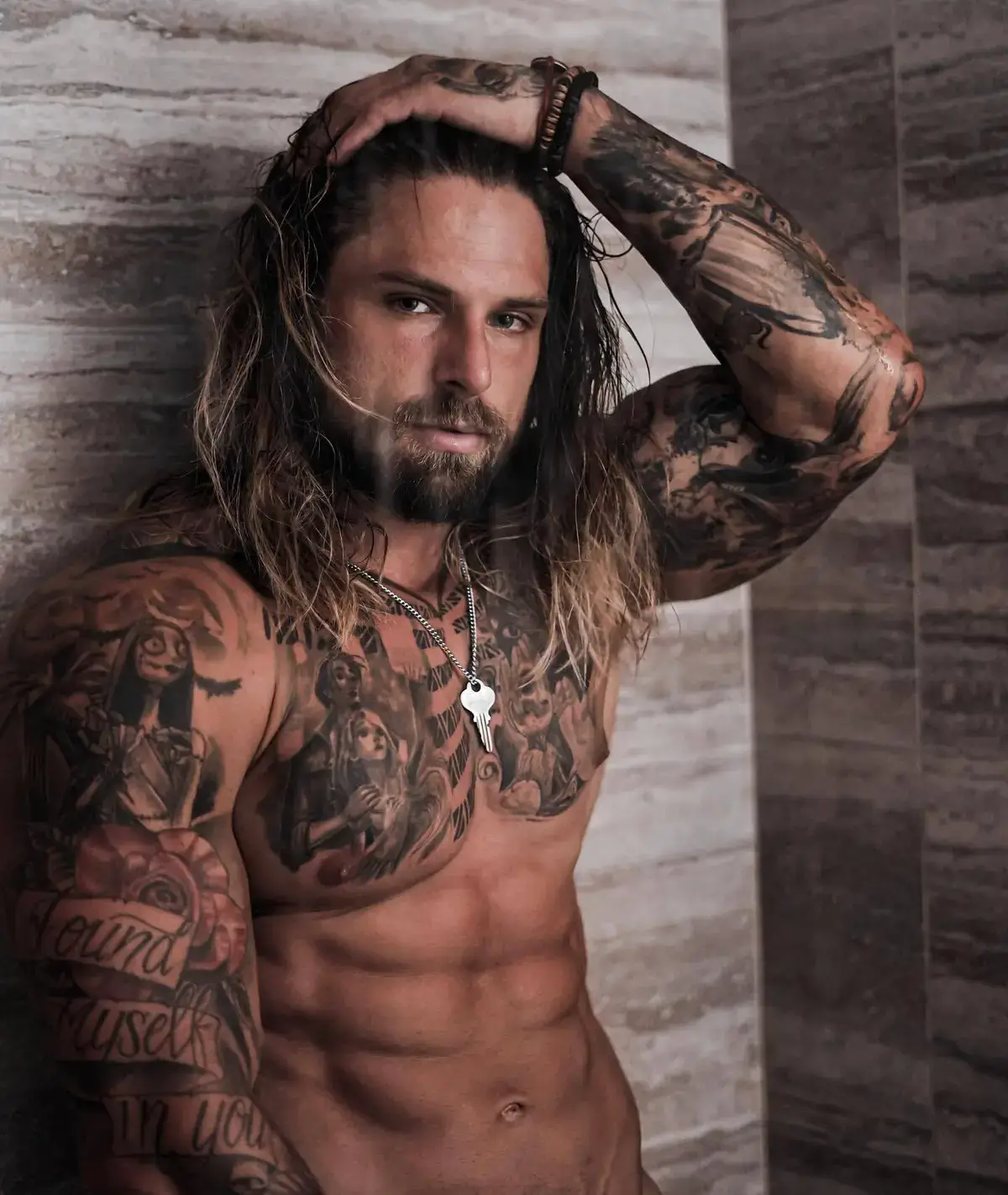 Ryan Stacks tattoos: inline tattoo photograph showing the full right arm and chest placement