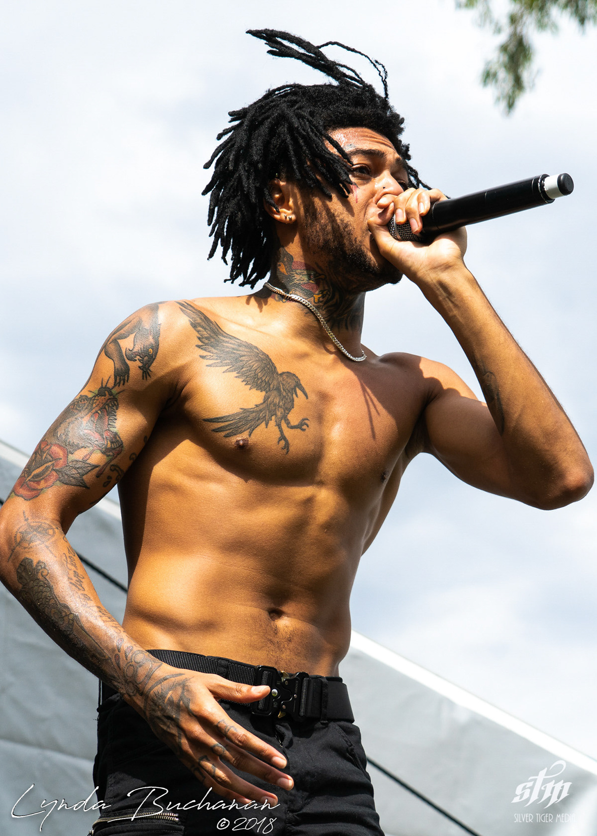 Scarlxrd tattoos: high-resolution eagle chest tattoo