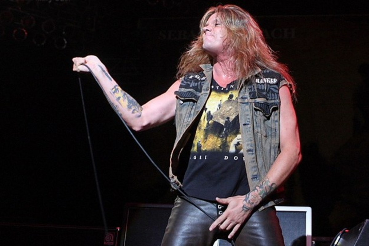 Sebastian Bach forearm tattoos during a live performance