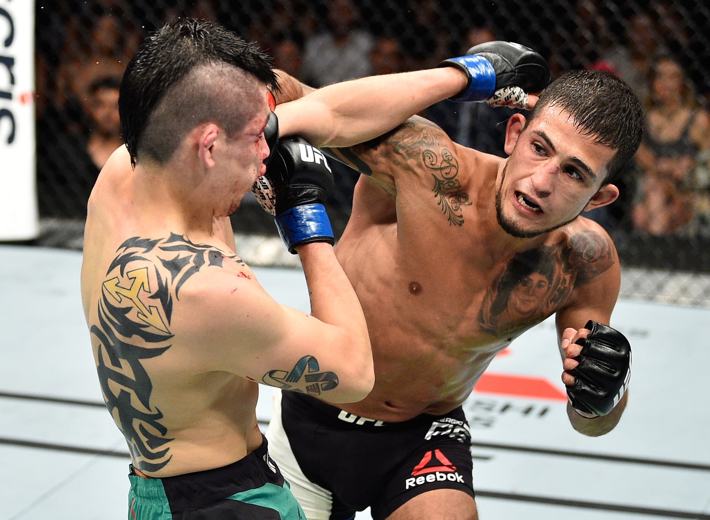 Sergio Pettis The shaded portrait on his left chest Sergio Pettis tattoos: The shaded portrait on his left chest