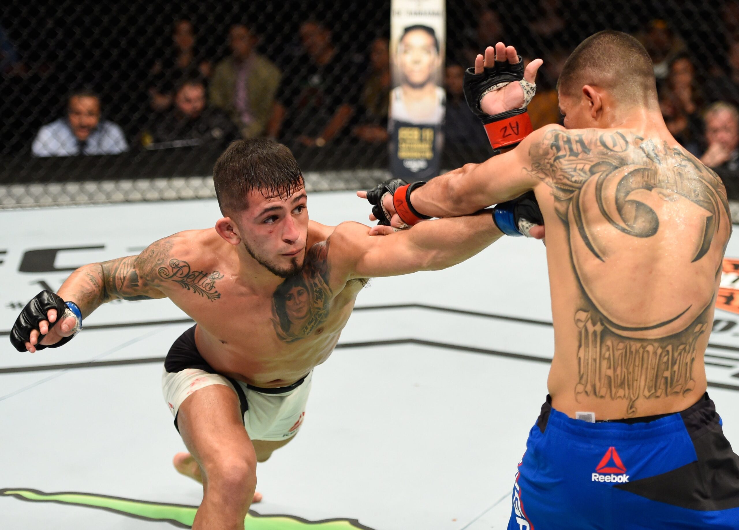 Sergio Pettis The Pettis lettering on his right chest Sergio Pettis tattoos: The Pettis lettering on his right chest