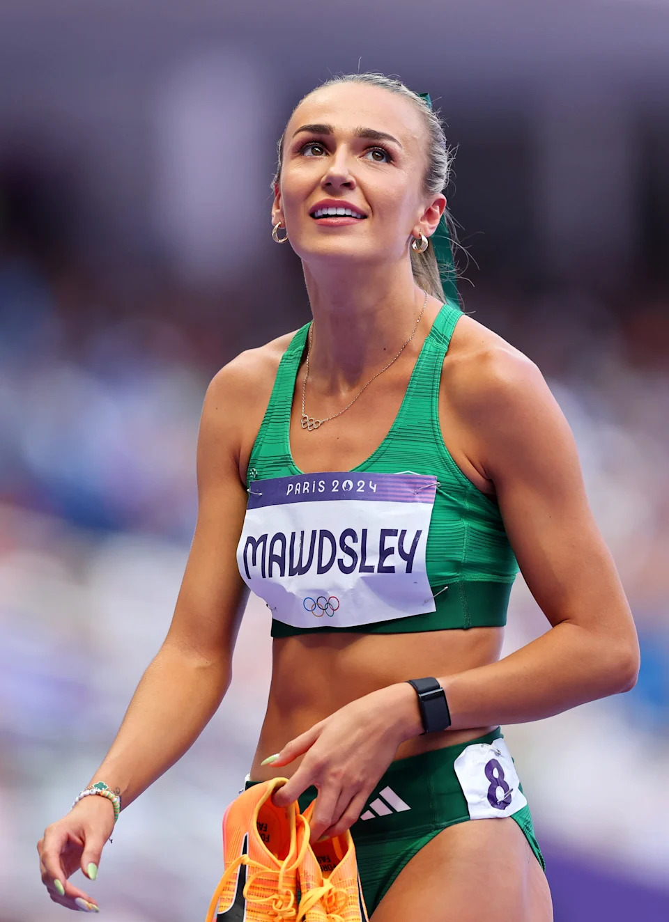 Sharlene Mawdsley in a contextual photograph: Sharlene Mawdsley preparing for Paris 2024; contextual photograph, not tattoo evidence; not tattoo evidence