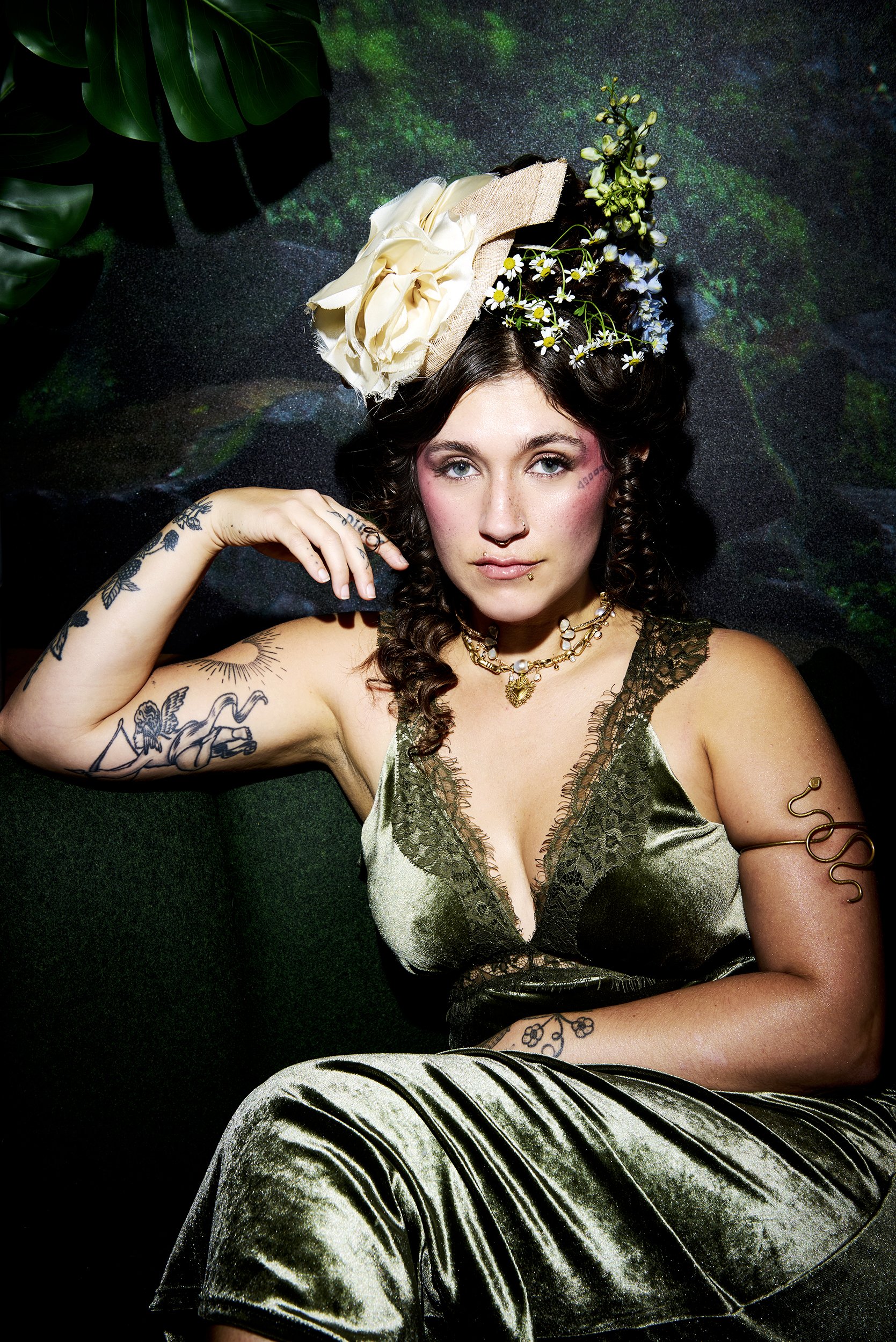 Sierra Ferrell tattoos: botanical arm linework