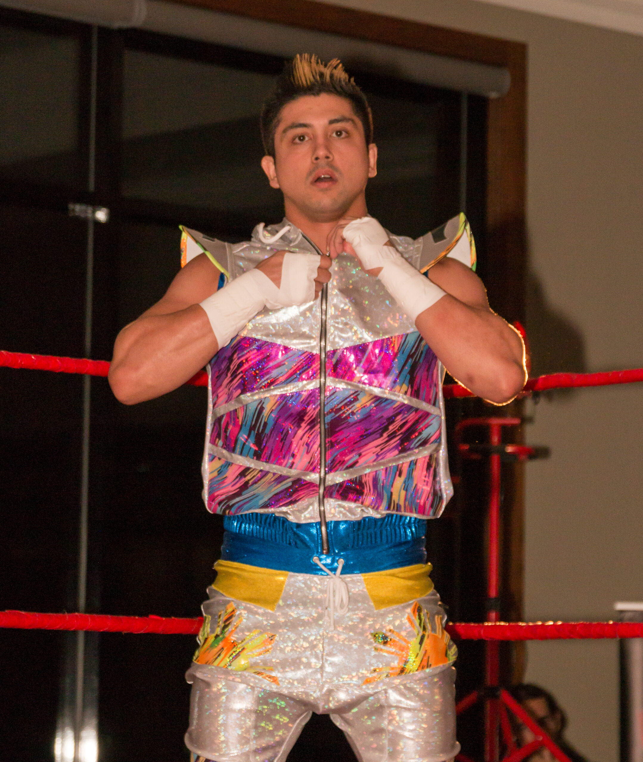 T.J. Perkins in a contextual photograph: contextual independent-wrestling photograph; not tattoo evidence; not tattoo evidence