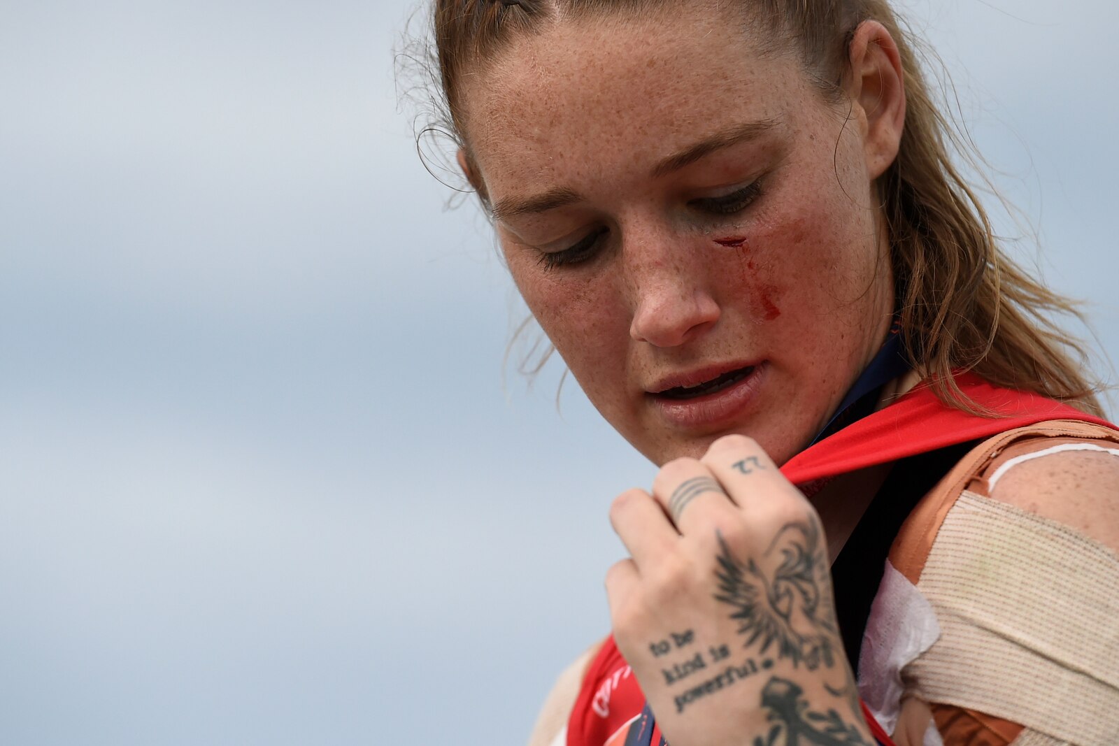 Tayla Harris tattoos: hand message and forearm tattoos after the AFLW grand final