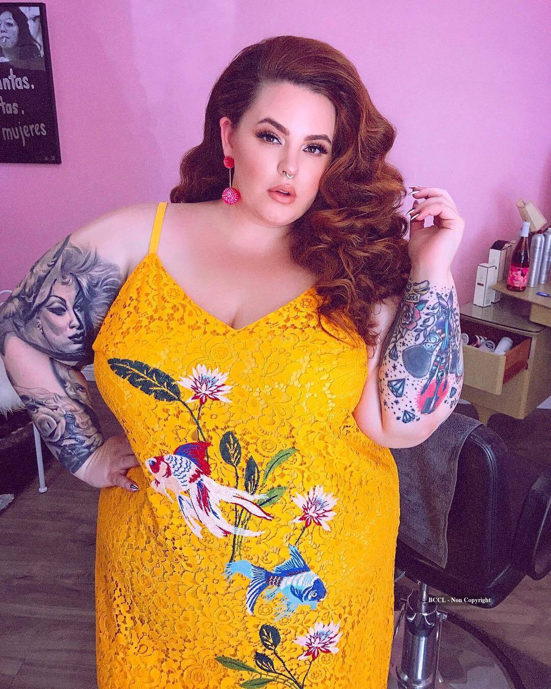 Tess Holliday Distinct portrait showing both sleeves and the portrait work from another angle Tess Holliday tattoos: Distinct portrait showing both sleeves and the portrait work from another angle
