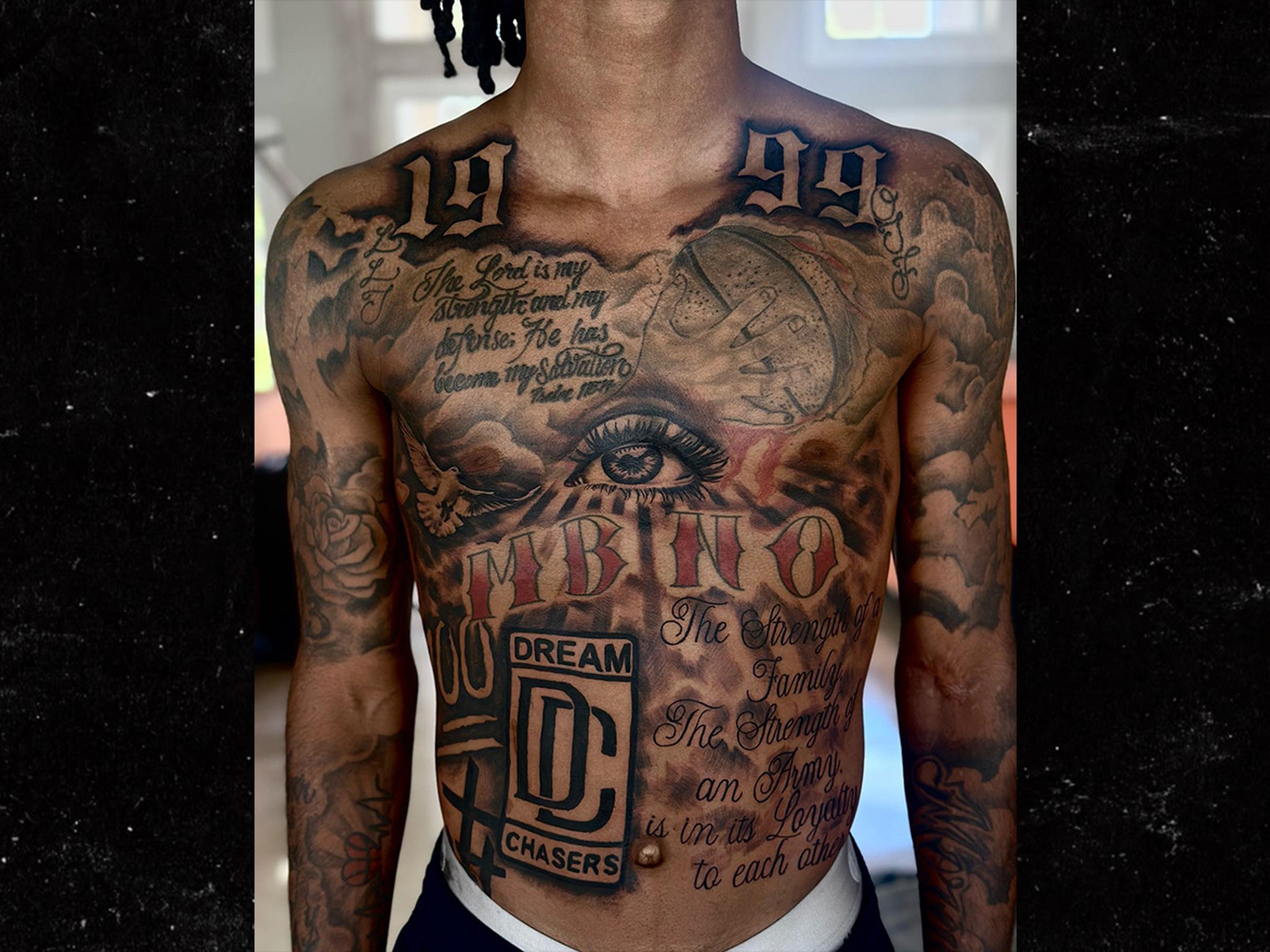 Ja Morant full back tattoo close-up