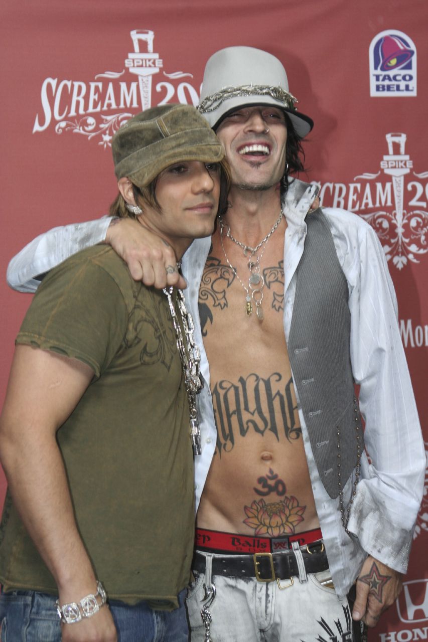 Tommy Lee chest and stomach tattoos