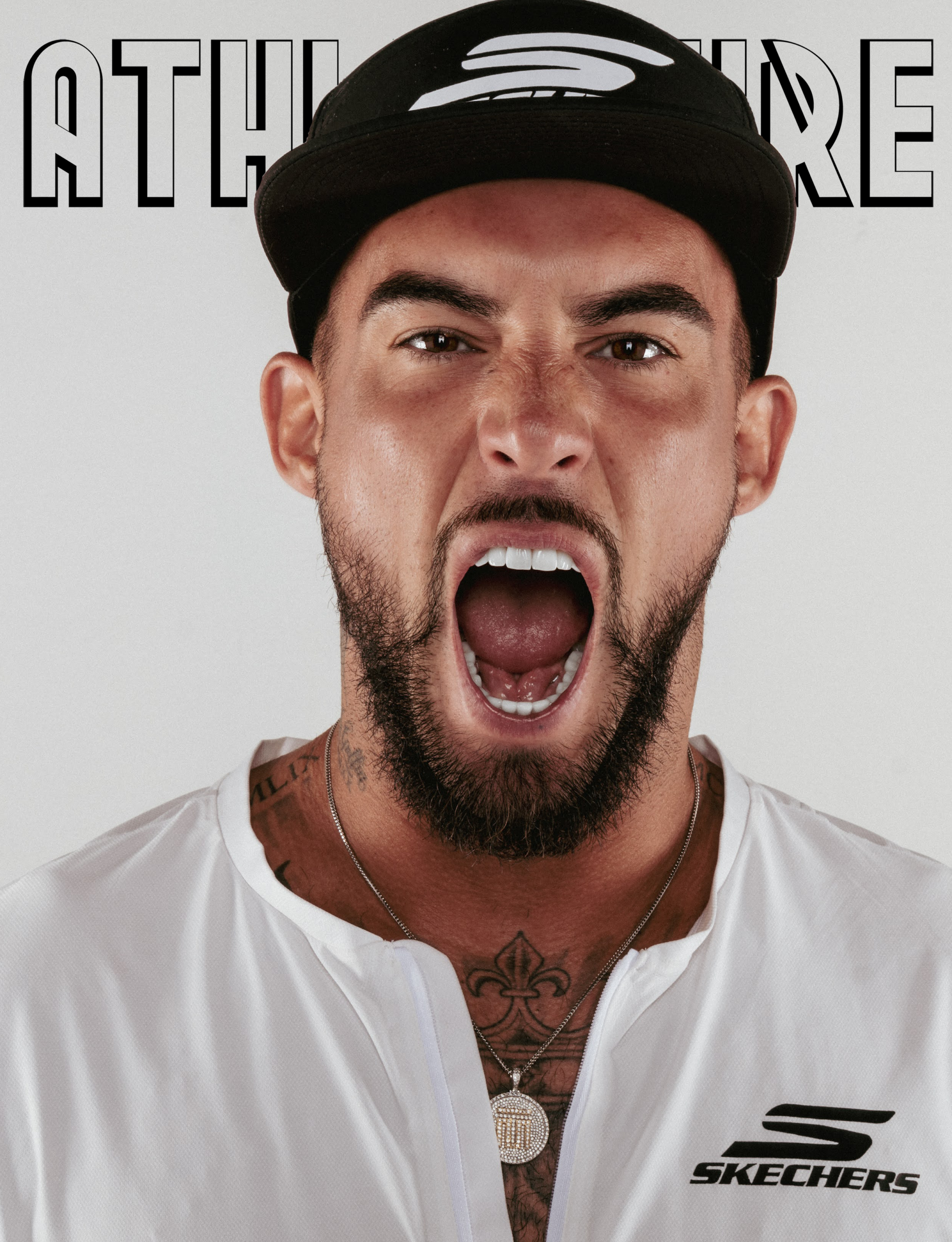 Tyson McGuffin tattoos: Inline tattoo photograph showing documented chest and neck ink