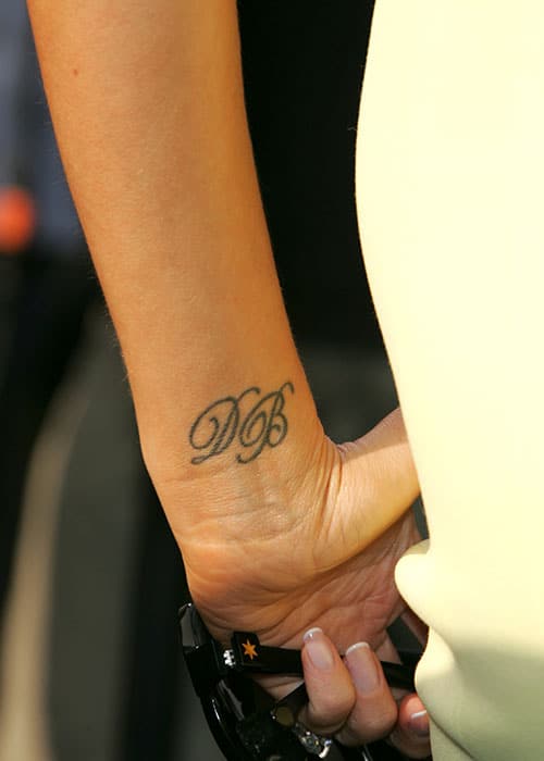Victoria Beckham DB wrist tattoo Victoria Beckham tattoos: inline tattoo evidence