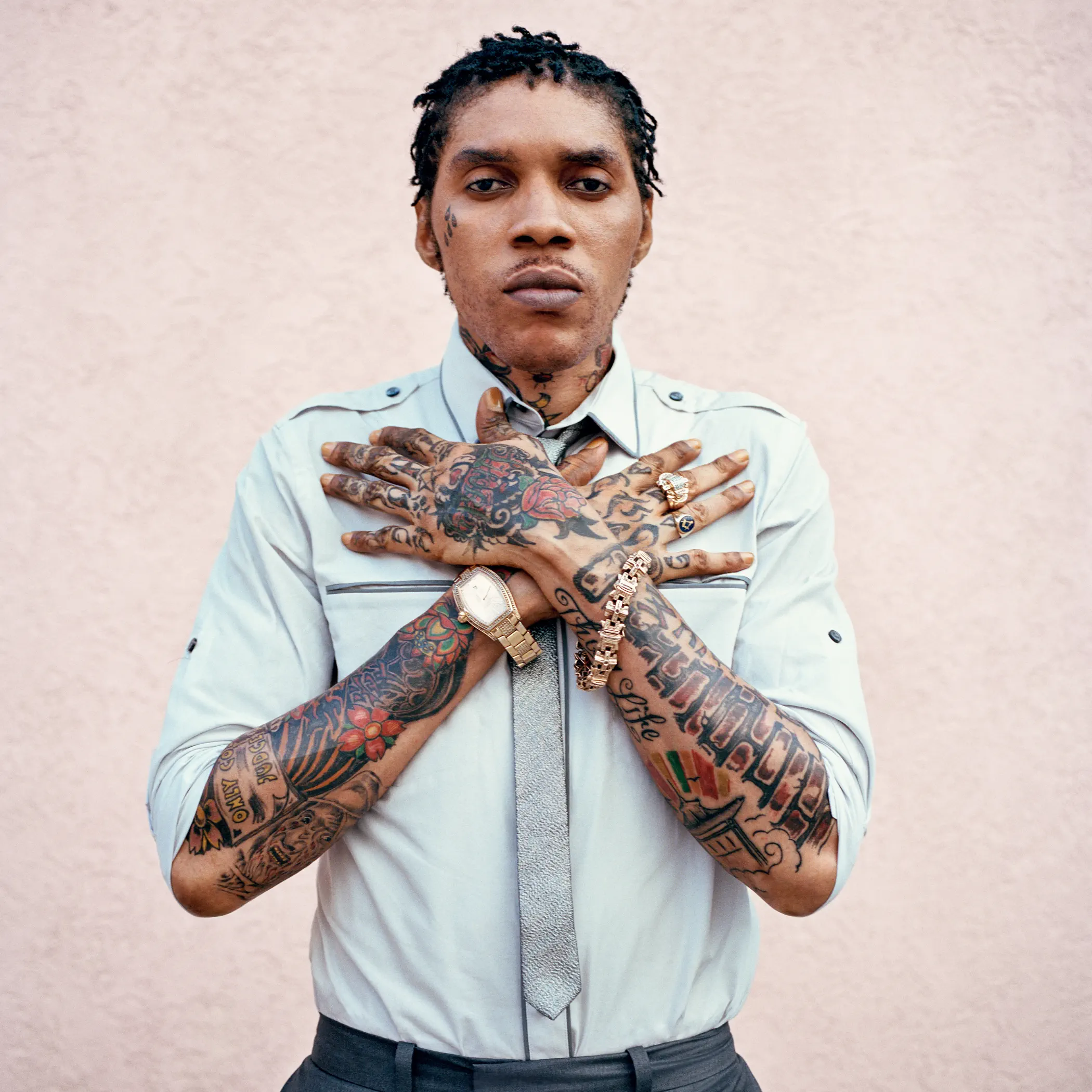 Vybz Kartel tattooed hands and forearms