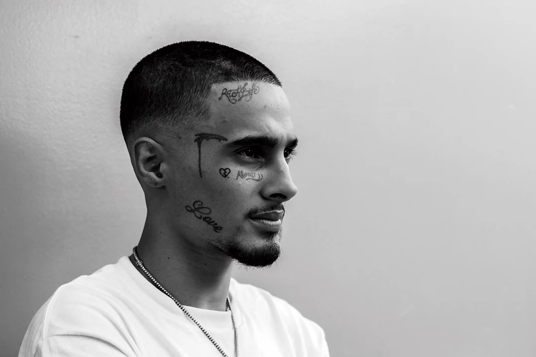 Wifisfuneral tattoos: readable love, hate, brow and cheek face lettering