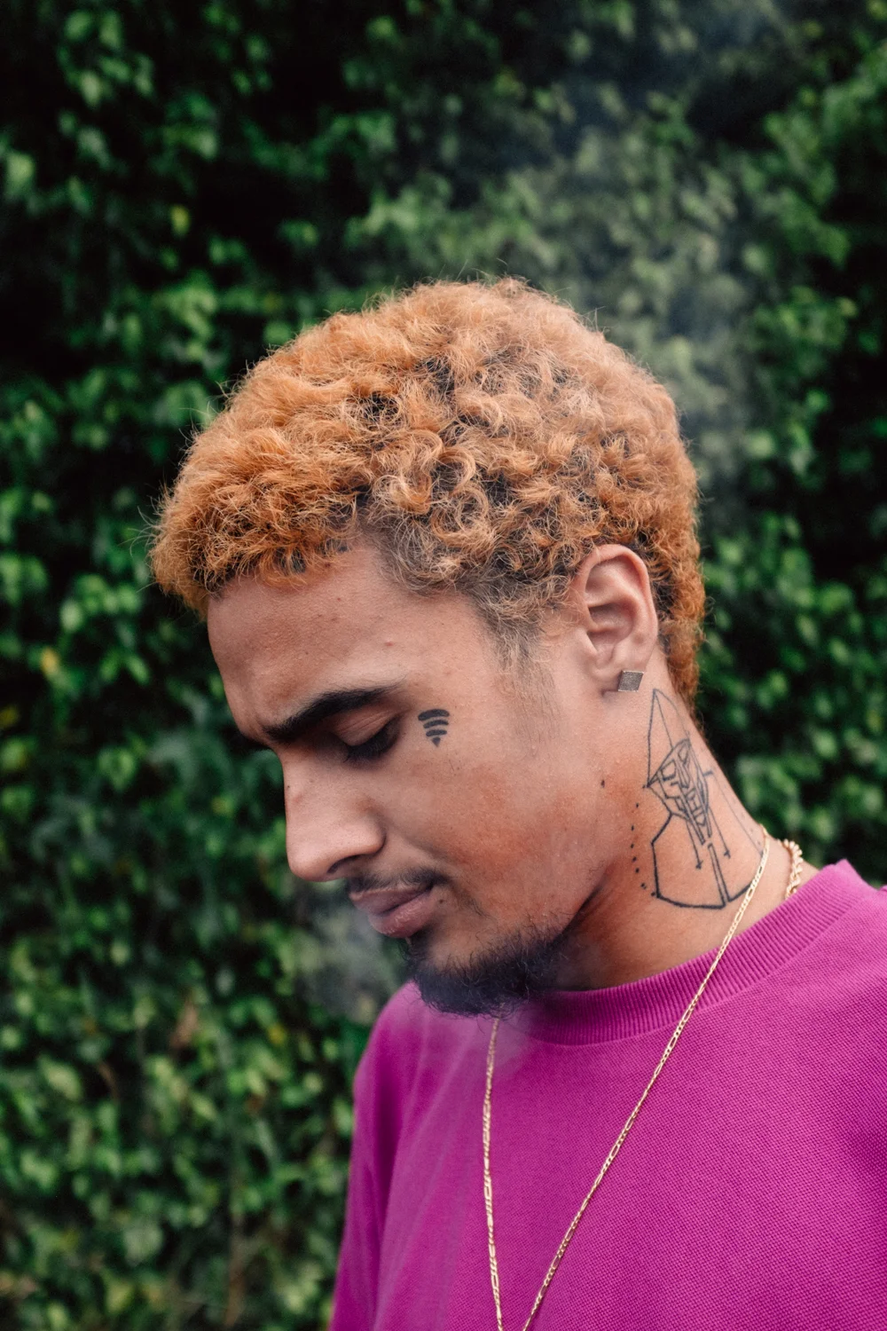 Wifisfuneral tattoos: a clear Wi-Fi face symbol, geometric neck work and side profile