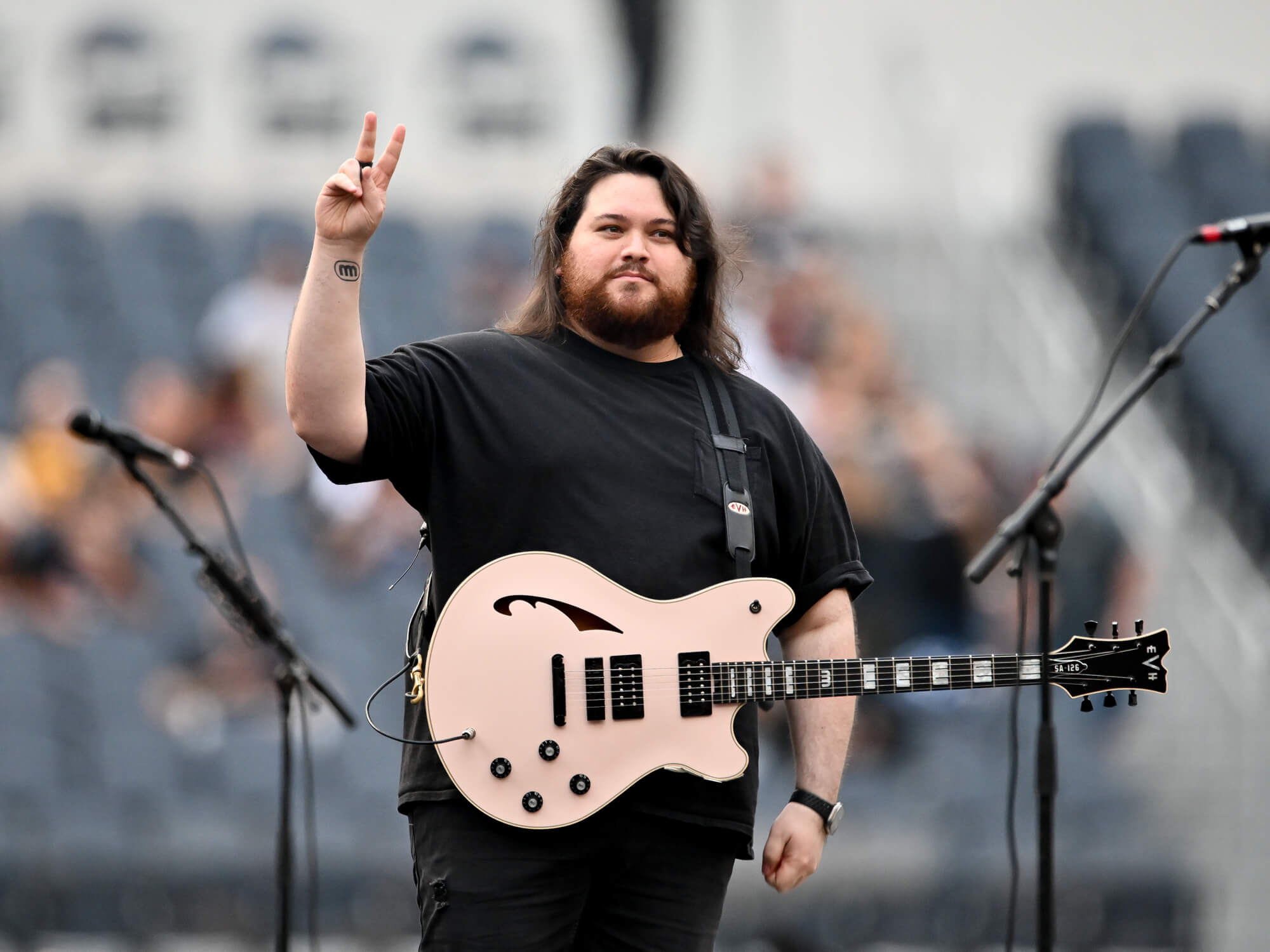 Wolfgang Van Halen in a contextual photograph: Inline contextual photo; not tattoo evidence; not tattoo evidence