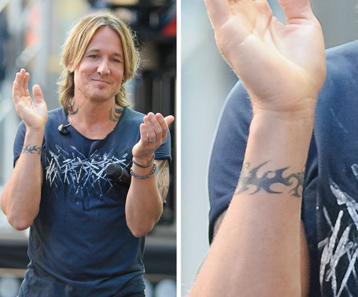 Keith Urban tribal wrist tattoo