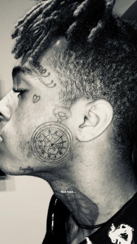 XXXTentacion clock tattoo