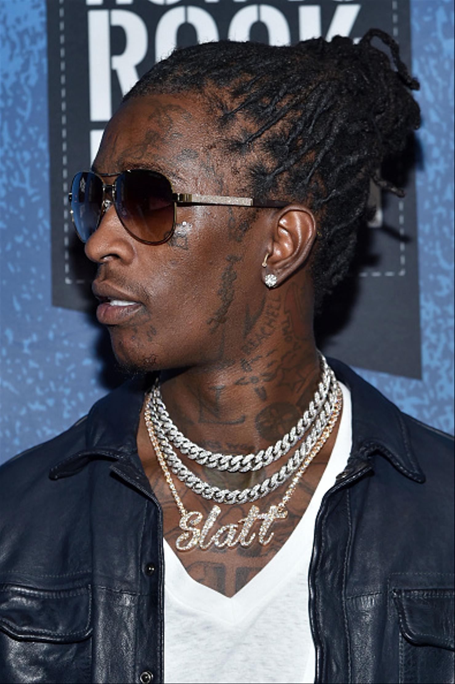Young Thug side face and neck tattoos