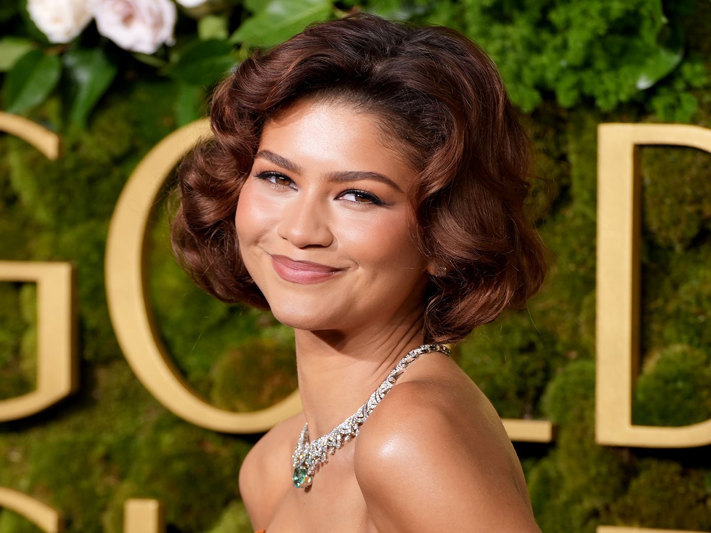 A Golden Globes portrait (contextual, not tattoo evidence) Zendaya in a contextual photograph: Contextual Golden Globes portrait showing Zendaya’s face and shoulders; it does not show tattoo evidence.; not tattoo evidence